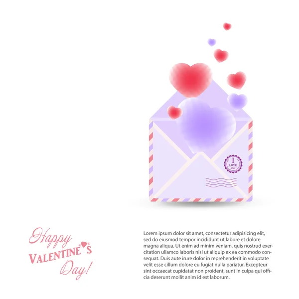 Postal del día de San Valentín con viejo sobre retro vector — Vector de stock