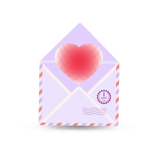 Valentine s day postcard with old retro vector envelope — Stock Vector