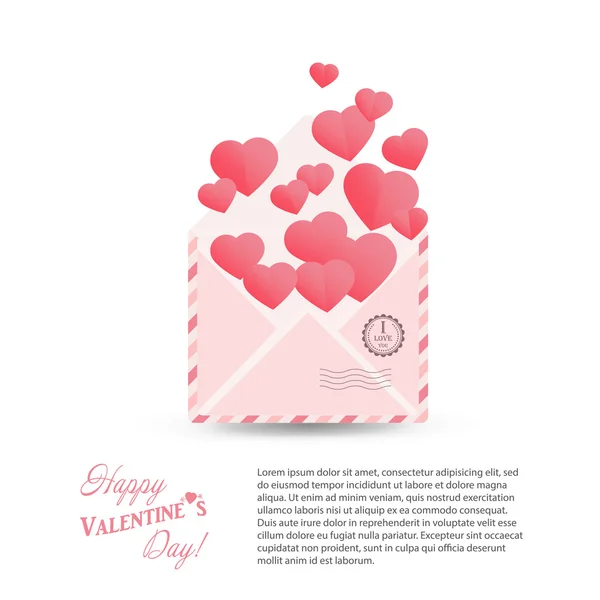 Groeten kaart happy Valentine's day - de open envelop met een h — Stockvector