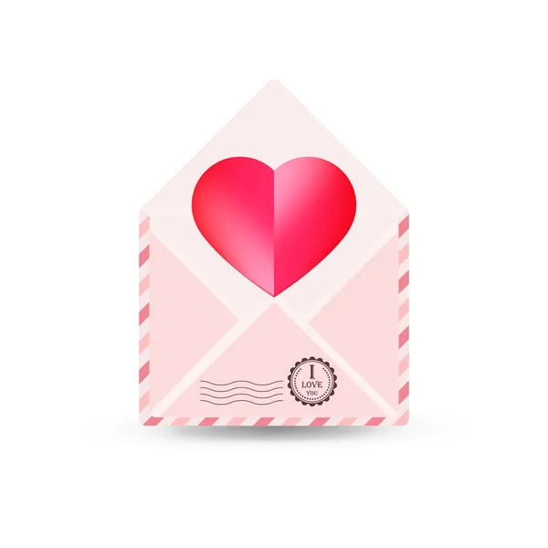 Greeting card happy Valentine's day - the open envelope with a h — Stock Vector