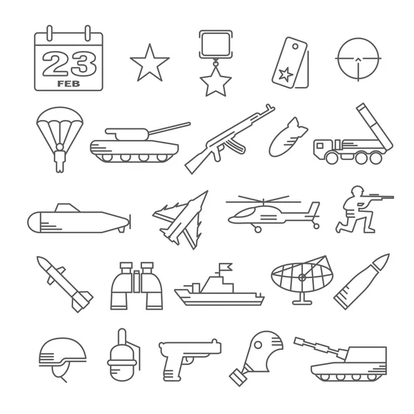 Icon set for February 23 - Army icons — Stock Vector