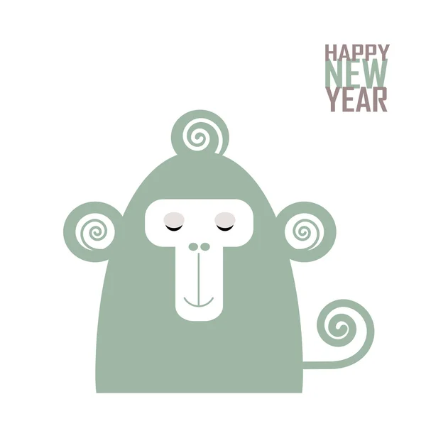Feliz año nuevo tarjeta de felicitación con el mono para el año nuevo chino — Vector de stock