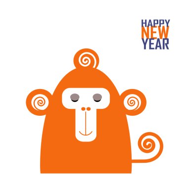 mutlu yeni yıl tebrik kartı ile maymun Çin yeni yılı için