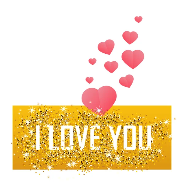 Valentines day card on 14 February. I love you. Gold background — Stock Vector