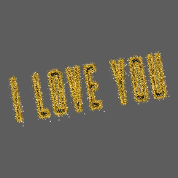 14 Şubat Sevgililer günü kartı. Seni seviyorum. Altın arka plan — Stok Vektör