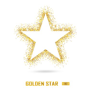 Golden star vector banner on white background.