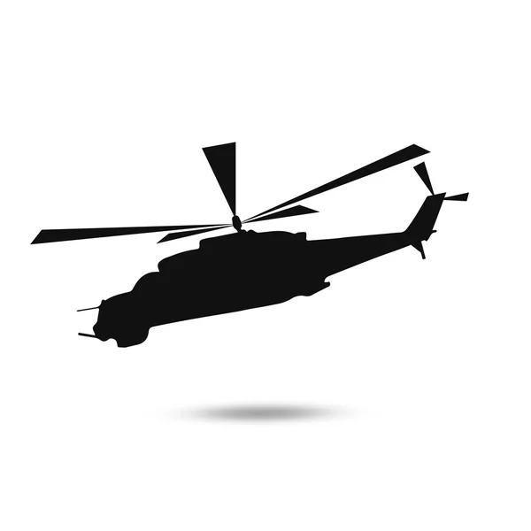 Silhouette of military helicopter — Stock Vector