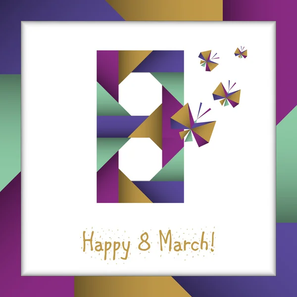 Postal feliz 8 de marzo (diseño de la tarjeta de felicitación para W Internacional — Vector de stock