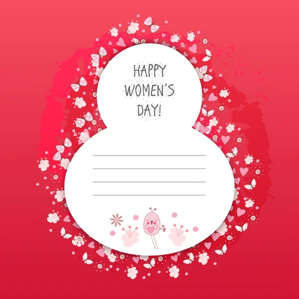 Carte de vœux avec le 8 mars - conception de la journée des femmes, vecteur illustra — Image vectorielle