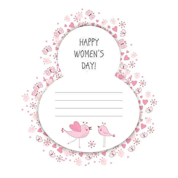 Carte de vœux avec le 8 mars - conception de la journée des femmes, vecteur illustra — Image vectorielle