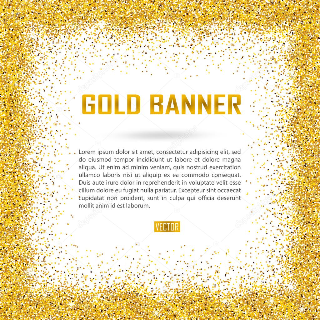 Gold vector banner on white background.