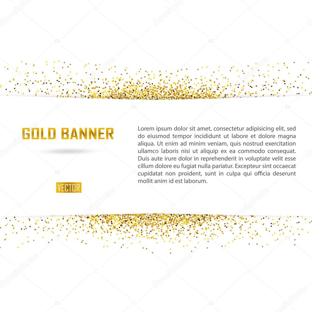 Gold vector banner on white background.