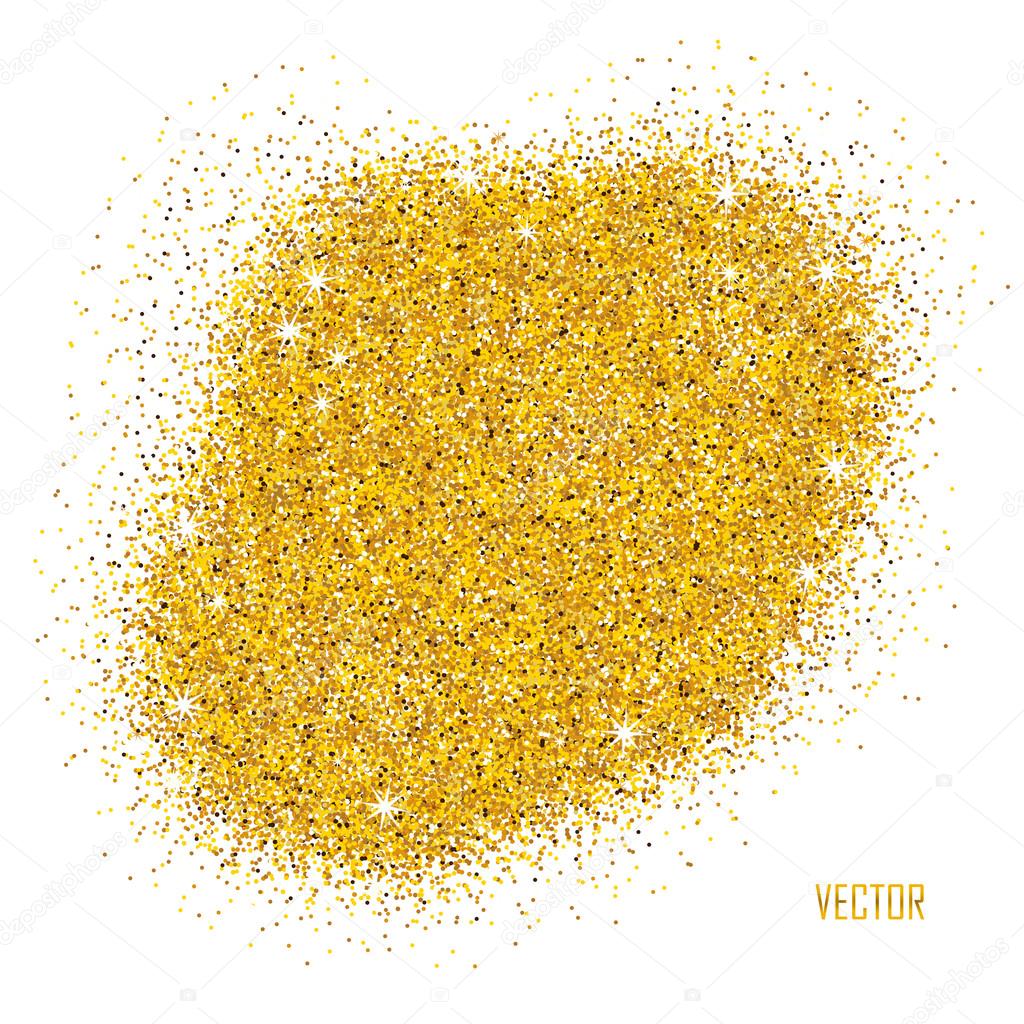 Gold sparkles on white background. Gold glitter background. Gold template background for banner, card, vip, exclusive, certificate, gift, luxury, privilege, voucher, store, present, shopping