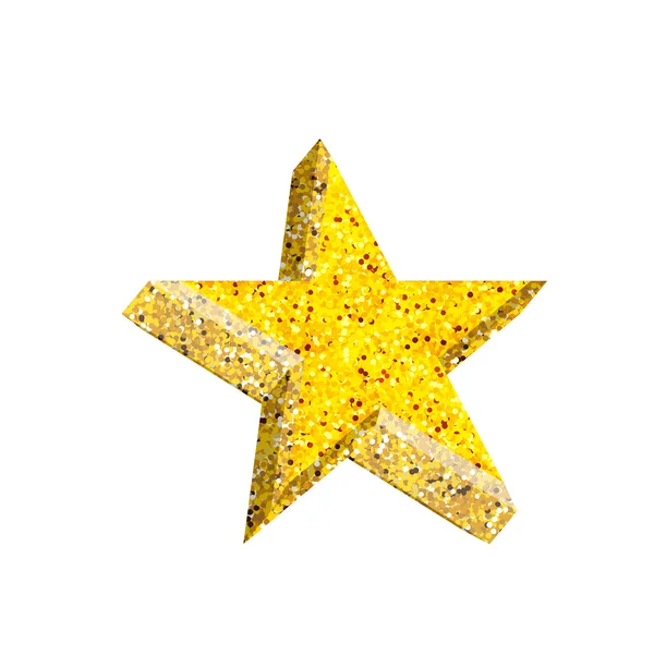 Beyaz arka plan üzerinde tek altın 3d yıldız Parlatıcı — Stok Vektör