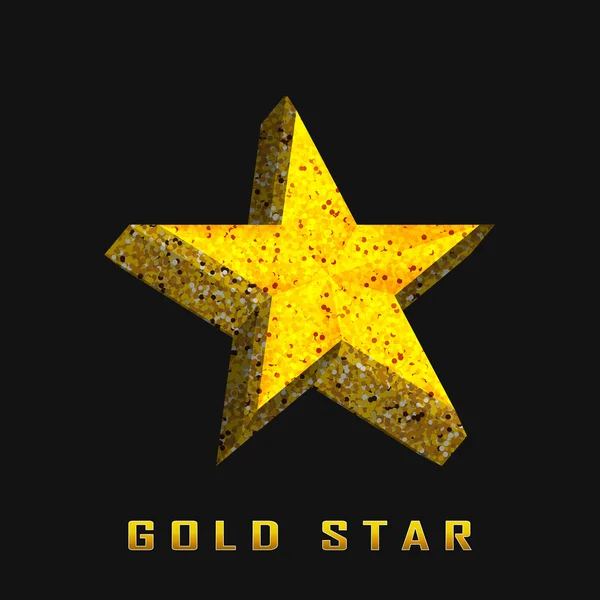 Siyah arka plan üzerine tek altın 3d yıldız Parlatıcı — Stok Vektör
