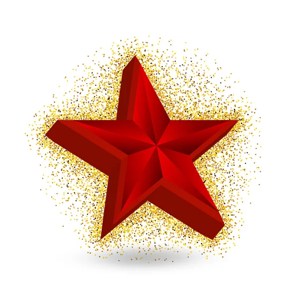 Pojedyncze czerwone 3d gwiazda blask na białym tle — Wektor stockowy