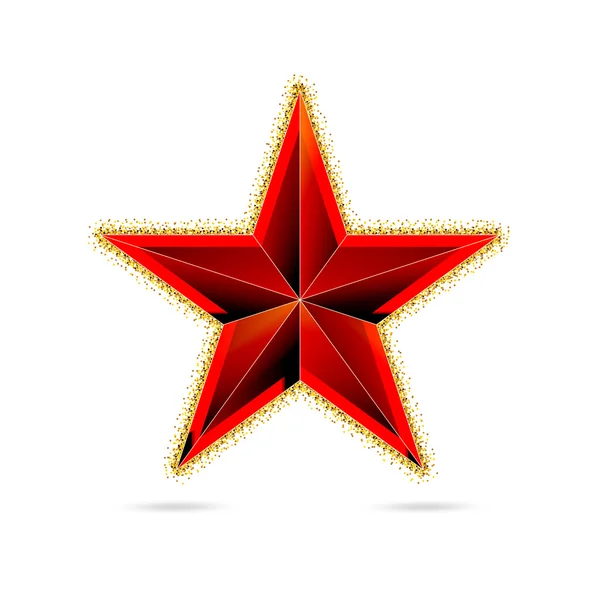 Único brilho estrela vermelha no fundo branco — Vetor de Stock