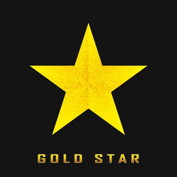 Одна золотая звезда сияет на черном фоне — стоковый вектор