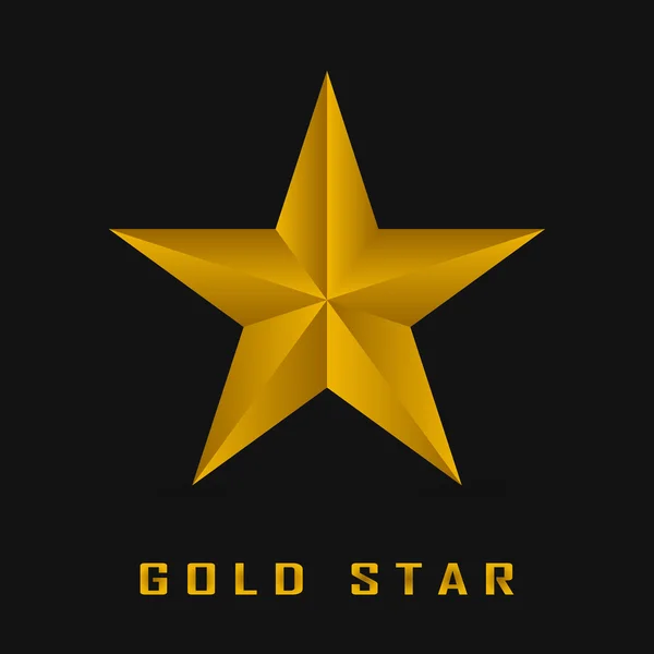Одна золотая звезда сияет на черном фоне — стоковый вектор