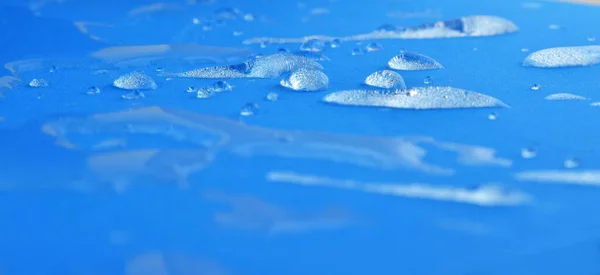 Gocce Acqua Sfondo Tessuto Impermeabile Blu — Foto Stock