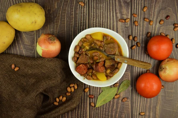 Mâncare Casă Tocană Fasole Neagră Mâncare Calorică Grozavă Zilele Reci — Fotografie, imagine de stoc