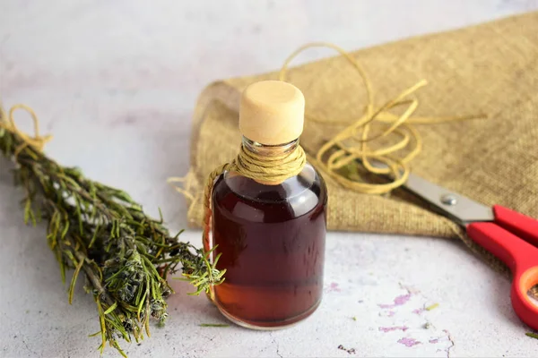 Liquid Rosemary Glass Bottle Natural Many Properties Versatile — Stock Photo, Image