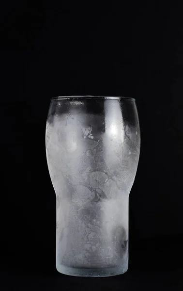 Tall Glass Cold Black Background Copy Space — Stock Photo, Image