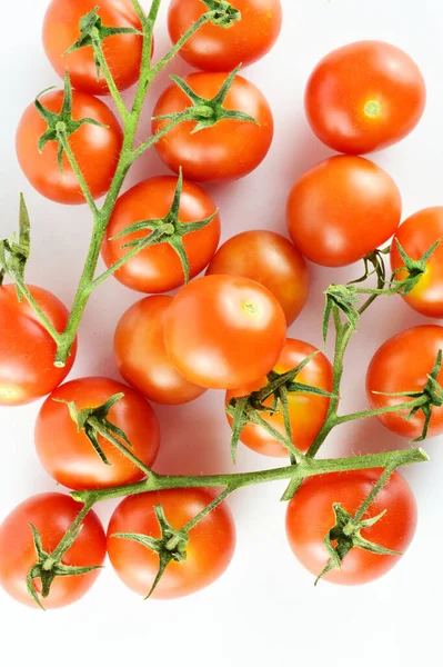 Top View Shot Vine Cherry Tomatoes Light Background — Stock Photo, Image
