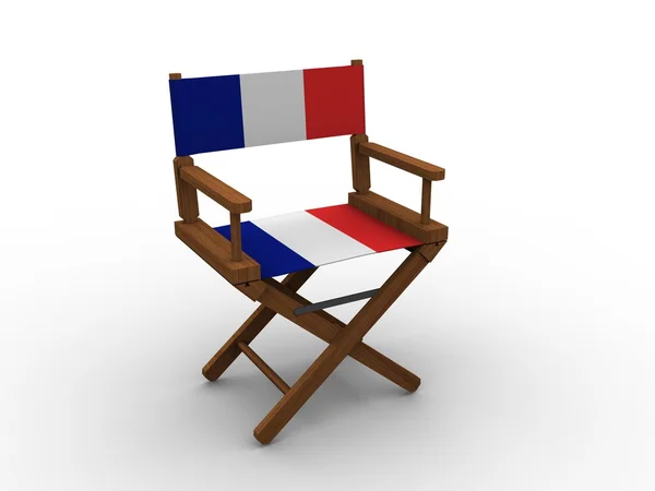 Деревянное кресло с французским флагом — стоковое фото