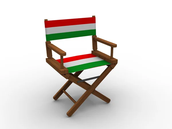 Chaise en bois avec drapeau de Hongrie — Photo