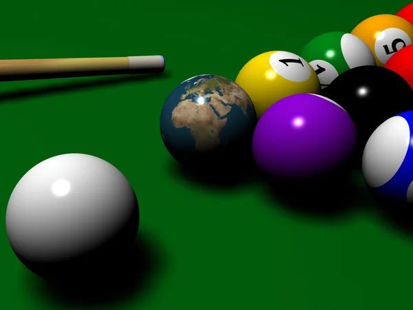 Billard mit einer Kugel Globus — Stockfoto