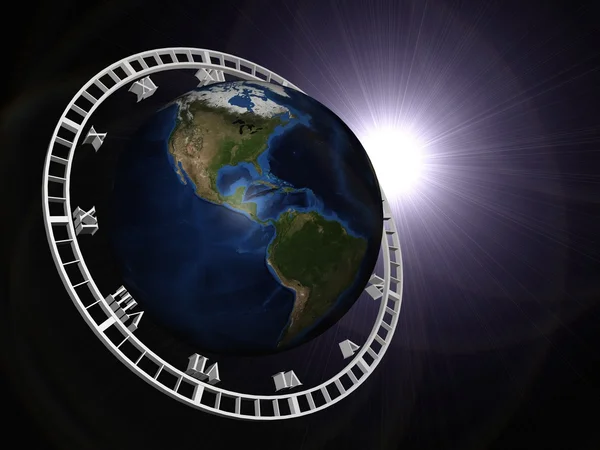 Abstract Globe with clock — Stock Photo, Image
