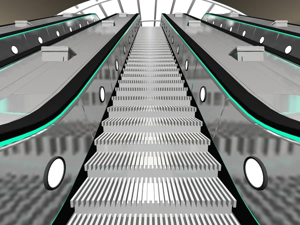 Interior scene with escalator — Stock Photo, Image