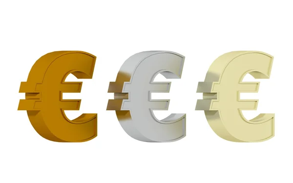 Euro symbol - Three precisious metals — Stock Photo, Image