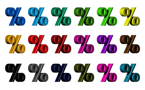 Percent Symbol in various colors — Stock Photo, Image