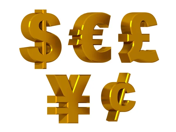 Currency symbols in gold — Stock Photo, Image