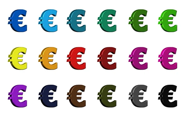 Euro-Symbol - verschiedene Farben — Stockfoto