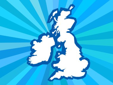 UK country shape in rays background clipart