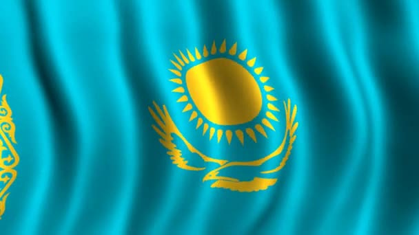 Bandera de Kazajstán — Vídeo de stock