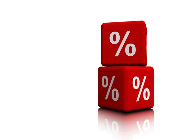 Two Red Cubes with Percent symbols — Stock Photo, Image