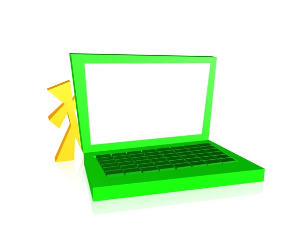 Colorfull 3d character with computer — Stock Photo, Image