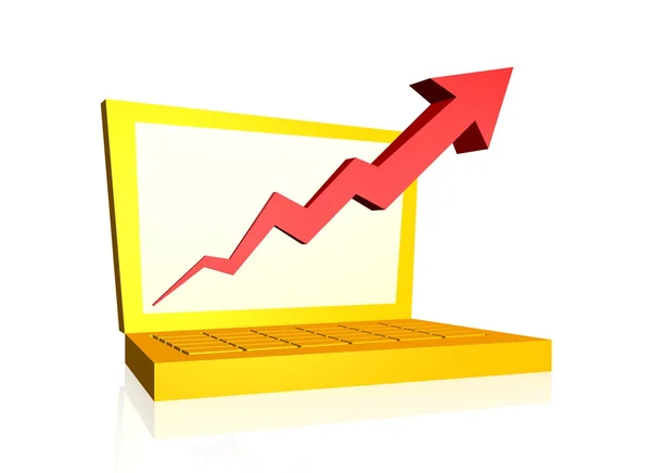 Growth arrow from laptop screen — Stock Photo, Image