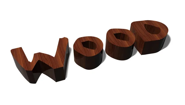 Slovo dřevo - dřevěné vykreslování — Stock fotografie