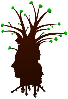 A tree of human silhouette heads clipart
