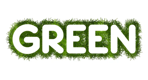 Zelený nápis s trávou okolo — Stock fotografie