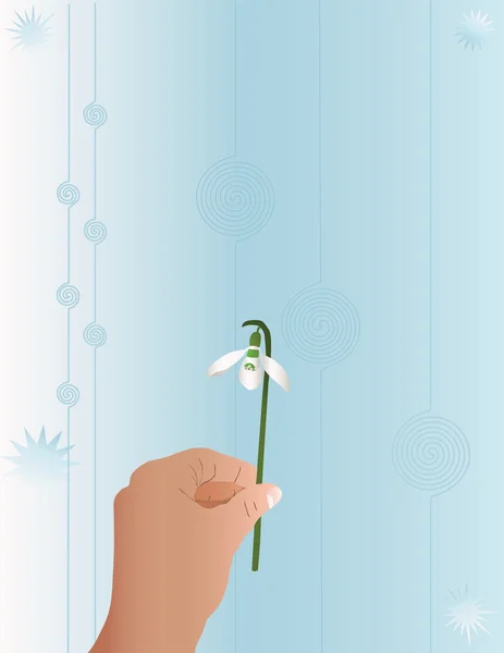 Hand whit Snowdrop — Stock Vector