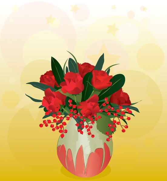 Roses in a vase — Stock Vector