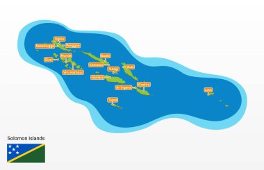 3d vector illustration colorful touristic map of the Solomon Islands with places