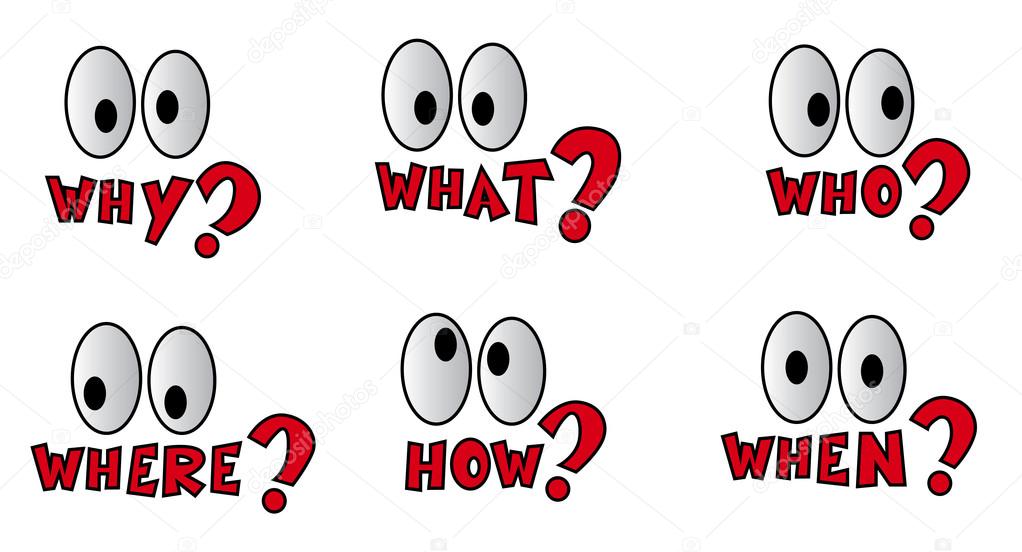 Set of Question Marks with Cartoon Eyes