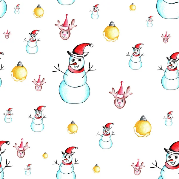 Nahtloses Muster für das neue Jahr, Illustration für Weihnachten — Stockfoto